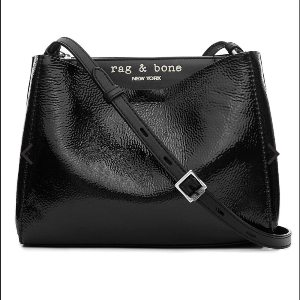 RAG & BONE PASSENGER CROSS BODY PATENT LEATHER BAG - BLACK